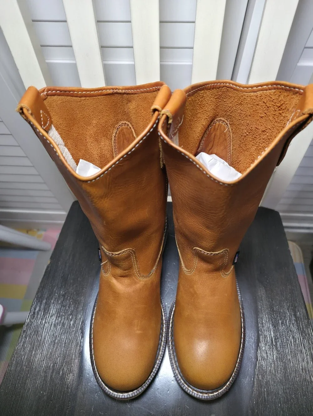 Thorogood American Heritage Tobacco Pull-On Wellington Wedge Sole Soft Toe Sz 8D